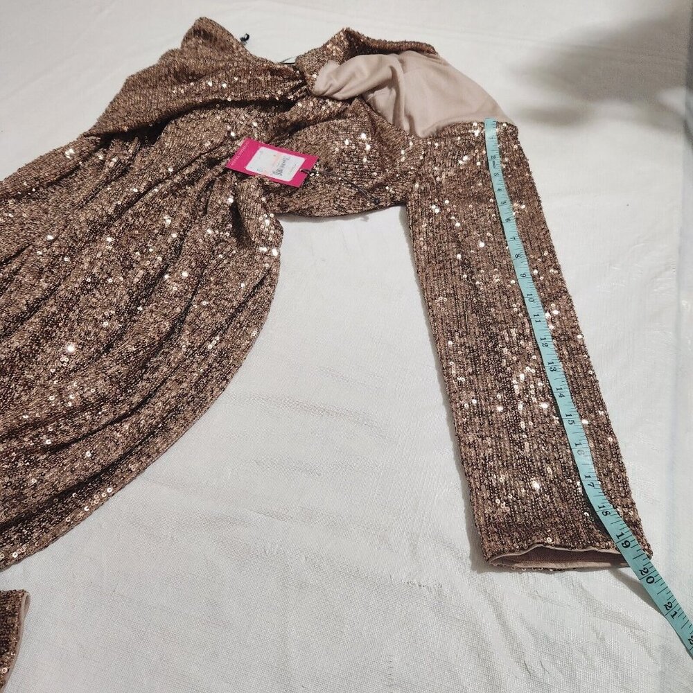 Vince Camuto Sequin Draped Off-the-Shoulder Sweetheart Neck Size 10 Dress (CJ8) - Picture 6 of 12